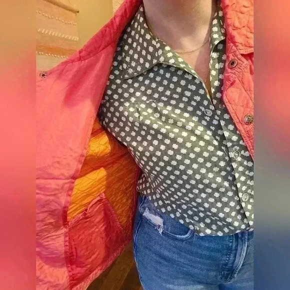 Coral Norm Thompson Quilted Light Weight Jacket Size Large - Picture 5 of 5